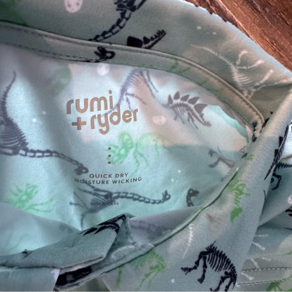 NWT Dinosaur Print Rumi & Ryder Green Blue Long Sleeve Polo Shirt Boys Size 4 - Picture 6 of 6